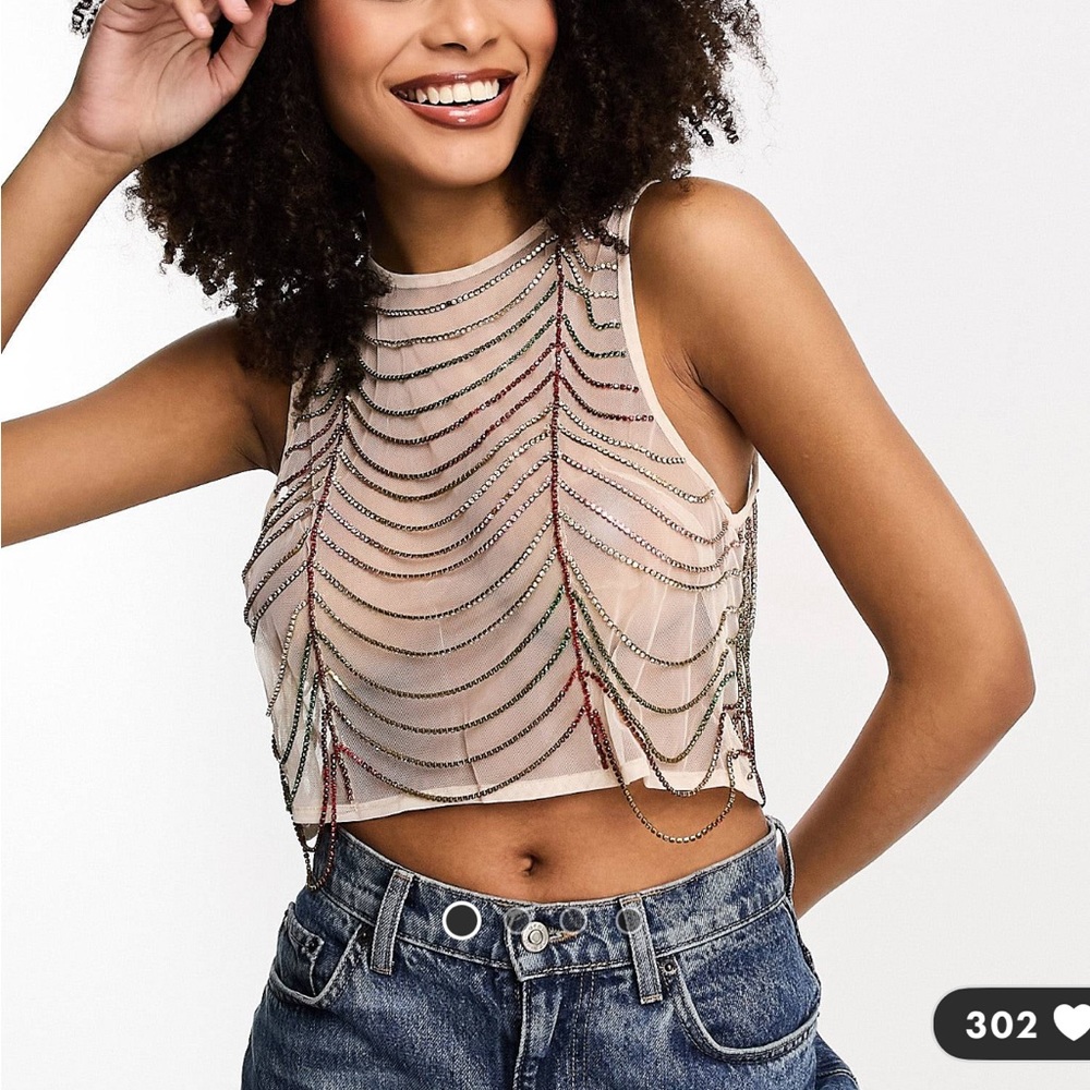 ASOS Festival Diamante Crop Top